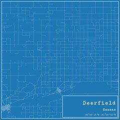 Blueprint US city map of Deerfield, Kansas.