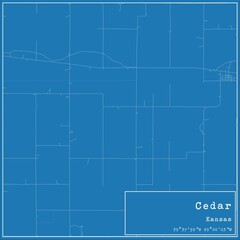 Blueprint US city map of Cedar, Kansas.