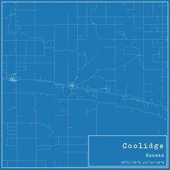 Blueprint US city map of Coolidge, Kansas.