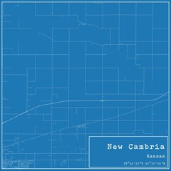 Blueprint US city map of New Cambria, Kansas.