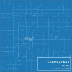Blueprint US city map of Cherryvale, Kansas.