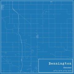 Obraz premium Blueprint US city map of Bennington, Kansas.