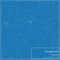 Obraz premium Blueprint US city map of Longton, Kansas.