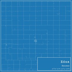 Blueprint US city map of Edna, Kansas.