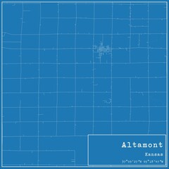 Blueprint US city map of Altamont, Kansas.