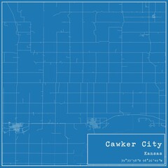 Obraz premium Blueprint US city map of Cawker City, Kansas.