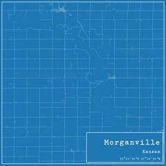 Blueprint US city map of Morganville, Kansas.