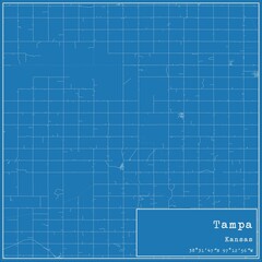 Blueprint US city map of Tampa, Kansas.