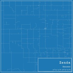 Obraz premium Blueprint US city map of Zenda, Kansas.