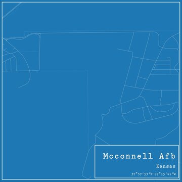 Blueprint US city map of Mcconnell Afb, Kansas.