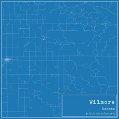 Blueprint US city map of Wilmore, Kansas.