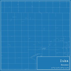 Blueprint US city map of Iuka, Kansas.
