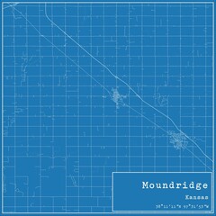 Blueprint US city map of Moundridge, Kansas.