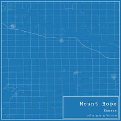 Blueprint US city map of Mount Hope, Kansas.