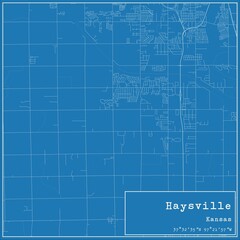 Blueprint US city map of Haysville, Kansas.