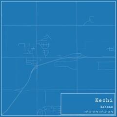 Blueprint US city map of Kechi, Kansas.