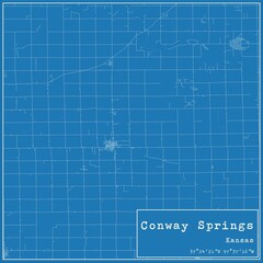 Blueprint US city map of Conway Springs, Kansas.