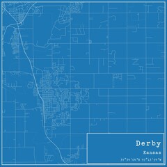 Obraz premium Blueprint US city map of Derby, Kansas.