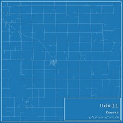 Obraz premium Blueprint US city map of Udall, Kansas.