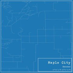 Blueprint US city map of Maple City, Kansas.