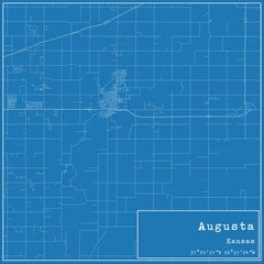 Blueprint US city map of Augusta, Kansas. - obrazy, fototapety, plakaty