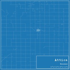 Blueprint US city map of Attica, Kansas.