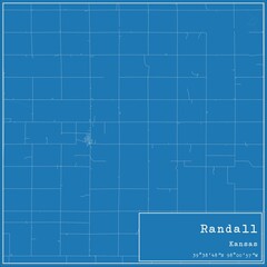 Blueprint US city map of Randall, Kansas.