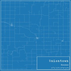 Blueprint US city map of Uniontown, Kansas.