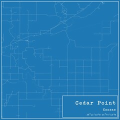Obraz premium Blueprint US city map of Cedar Point, Kansas.