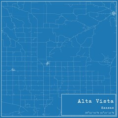 Blueprint US city map of Alta Vista, Kansas. - obrazy, fototapety, plakaty