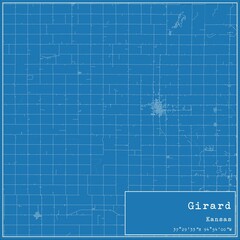 Blueprint US city map of Girard, Kansas.