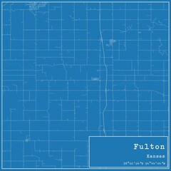 Blueprint US city map of Fulton, Kansas.