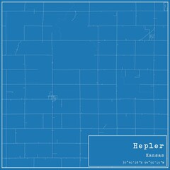 Blueprint US city map of Hepler, Kansas.