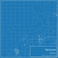 Fototapeta premium Blueprint US city map of Galena, Kansas.