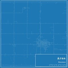 Blueprint US city map of Arma, Kansas.