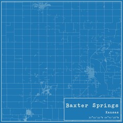 Fototapeta na wymiar Blueprint US city map of Baxter Springs, Kansas.