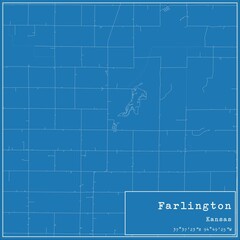 Blueprint US city map of Farlington, Kansas.