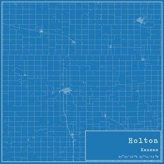 Blueprint US city map of Holton, Kansas.