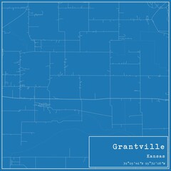 Blueprint US city map of Grantville, Kansas.