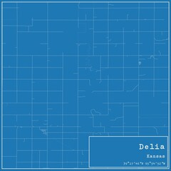 Blueprint US city map of Delia, Kansas.