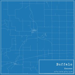 Obraz premium Blueprint US city map of Buffalo, Kansas.