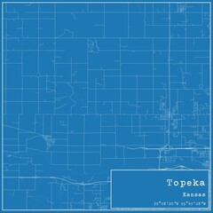 Blueprint US city map of Topeka, Kansas.