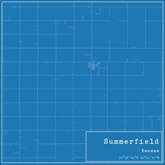 Blueprint US city map of Summerfield, Kansas.