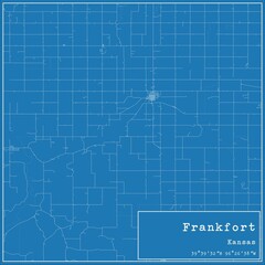Blueprint US city map of Frankfort, Kansas.