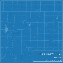 Obraz premium Blueprint US city map of Havensville, Kansas.
