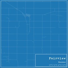Blueprint US city map of Fairview, Kansas.