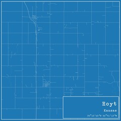 Blueprint US city map of Hoyt, Kansas.