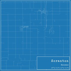 Blueprint US city map of Scranton, Kansas.