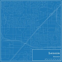 Blueprint US city map of Lenexa, Kansas.