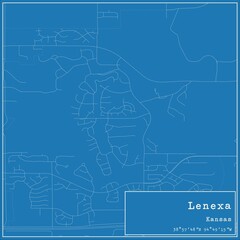 Obraz premium Blueprint US city map of Lenexa, Kansas.